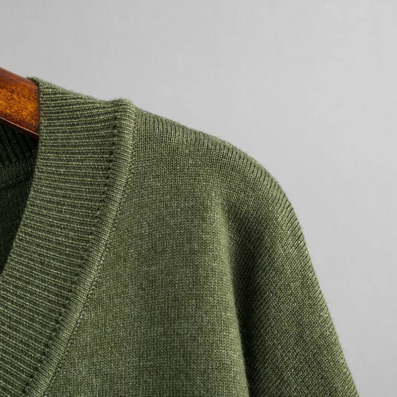 Vintage Leopard Pullover Knitted V-Neck Sweater