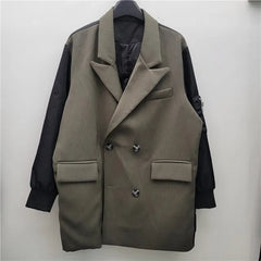 Patchwork Loose Double Breasted Suit Jacket