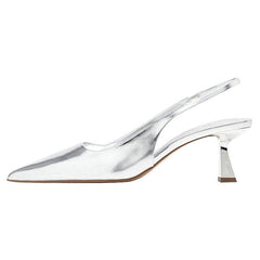 Silver Back Strap Pointed Toe Stiletto Sandals