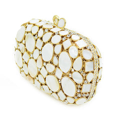 White Shell Crystal Clutch Bag