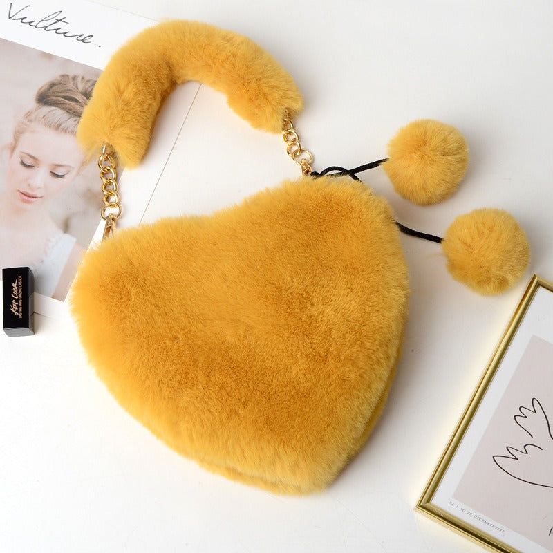 Plush Heart Shaped Handbag