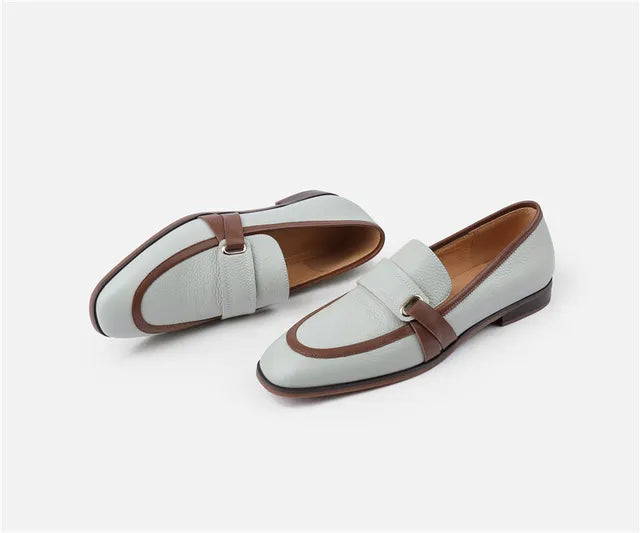 Retro Square Toe Leather Loafers