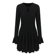 Pre Order:  Black Flare Sleeve Knitted Dress