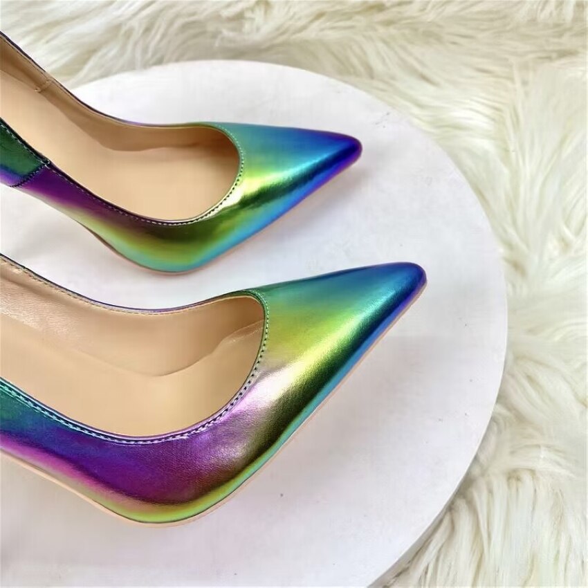 Purple Pointed-Toe Faux Leather Shoes