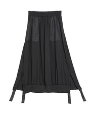 Spliced Pockets Elastic Waistband A-Line Skirt
