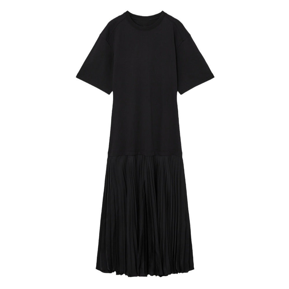 Casual Pleated Skirt Patchwork T-Shirt Dress