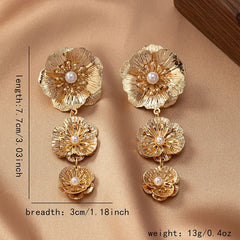 Three Flower Alloy Earrings