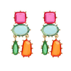 Colorful Exaggerated Multi-Layered Geometric Earrings