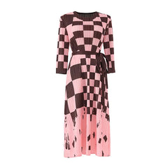 Elegant Checkered Midi Dress