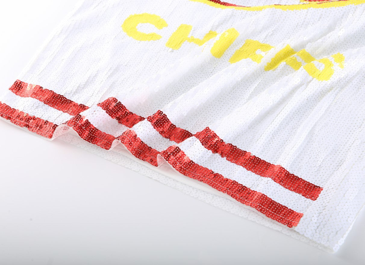 White Sequined Loose Rugby Jersey