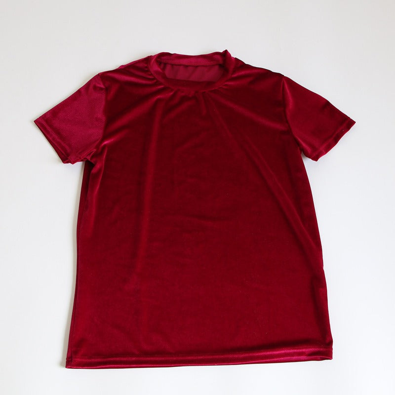 Casual Solid Velvet T-Shirt