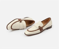 Retro Square Toe Leather Loafers