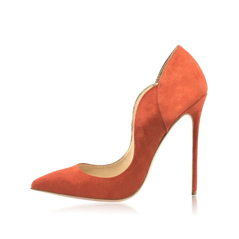 Contoured High Heels Suede Pumps