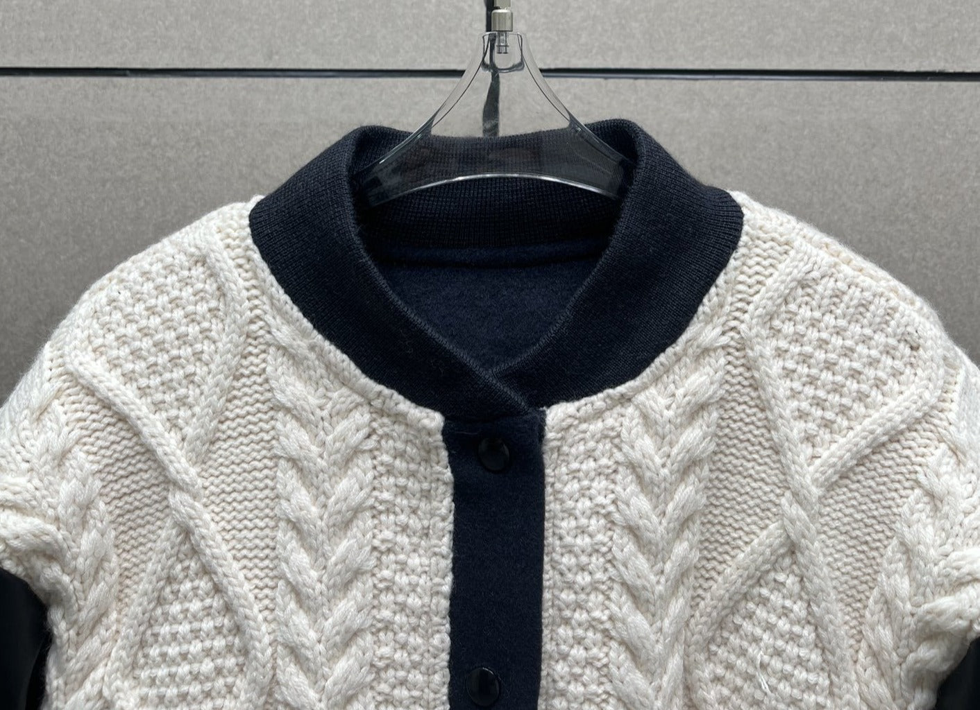 Contrast Spliced Knitted Wool Jacket