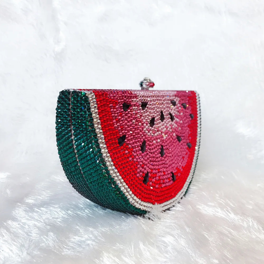 Watermelon Slice Rhinestones Metal Handbag