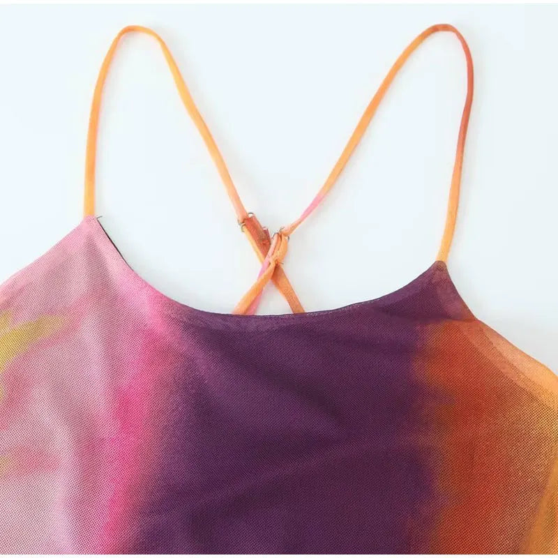 Color Blend Convertible Straps Dress