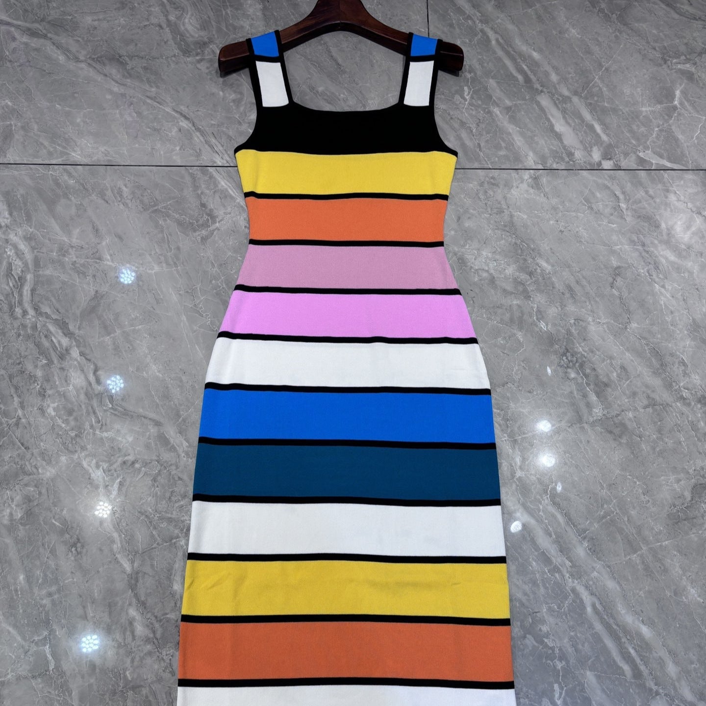 Striped Multicolor Knitted Midi Dress