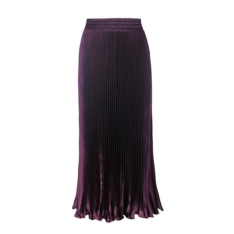 Glossy Pleated Accordion Skirt