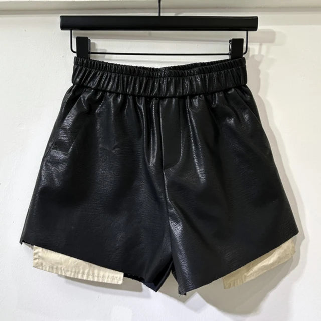 High-Waist Faux Leather Shorts