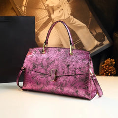 Snake Print Top Handle Handbag