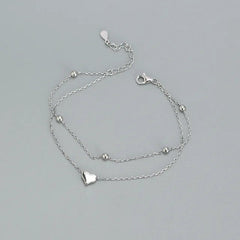 925 Sterling Silver Double Layer Heart Bracelet