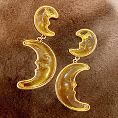 3D Moon Drop Earrings