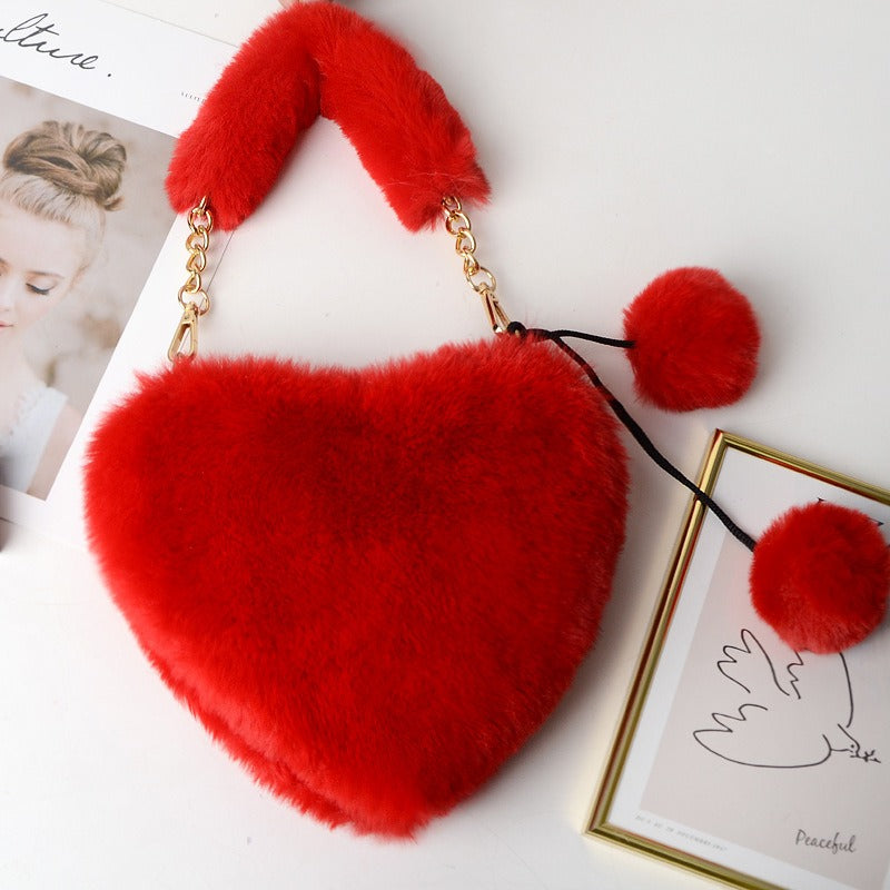 Plush Heart Shaped Handbag