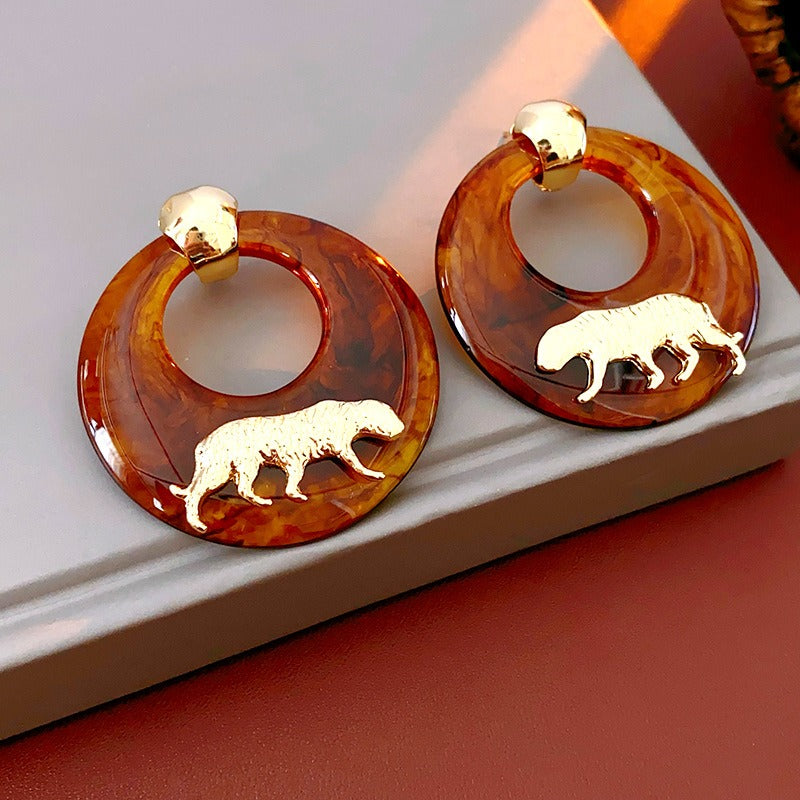 Tiger Geometric Vintage Earrings
