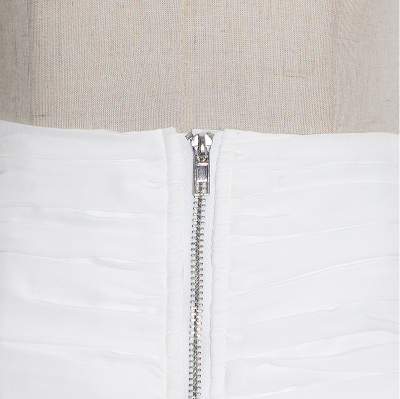 Milky White Hip-Wrapped Ruffled Patchwork Mini Skirt