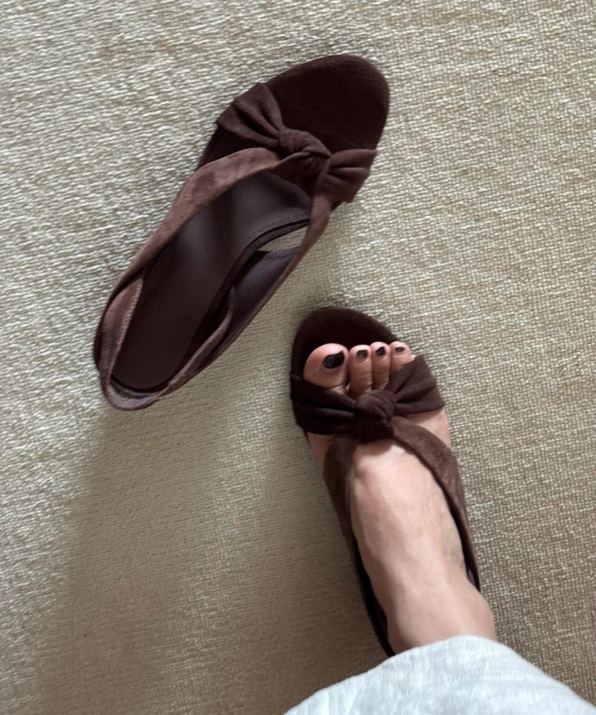 Brown Suede Splicing Sandals Cross Strap Peep Toe