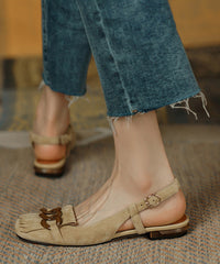 Apricot Suede Tassel Sequined Splicing Water Sandals