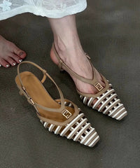 Boutique Black Hollow Out Splicing Kitten Sandals