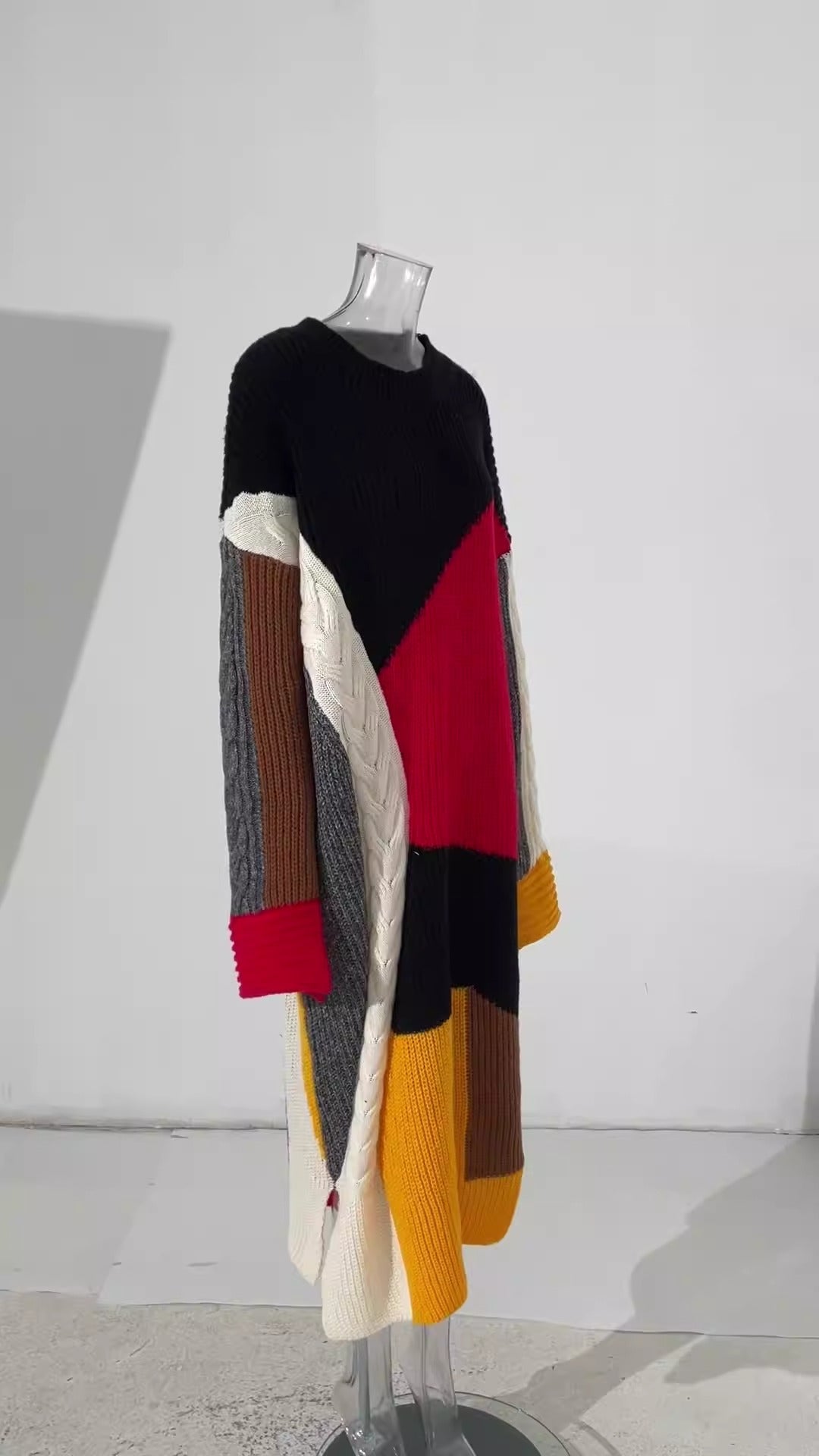 Color Block Splicing Knitted Dress