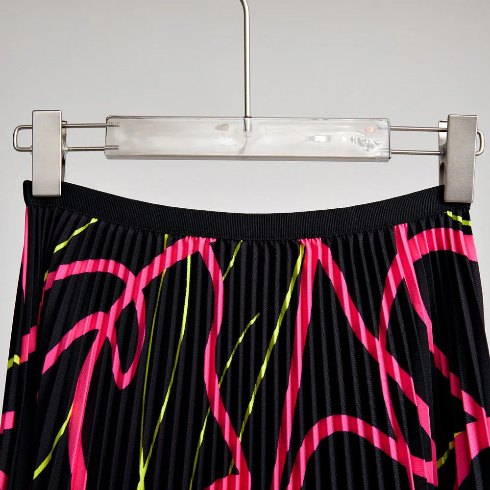 Squiggles Top+Skirt Pleated Set