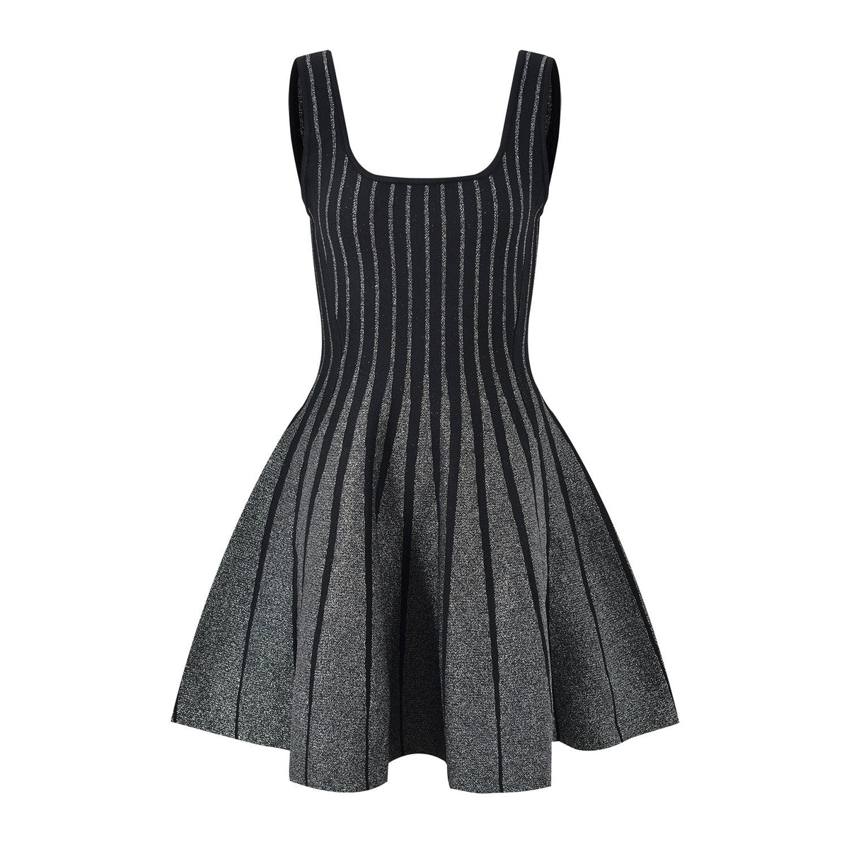 Stripes Silver Sparkling Knitted Sleeveless Dress