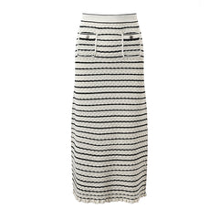 Striped Short Knit Top + Knit Skirt Set