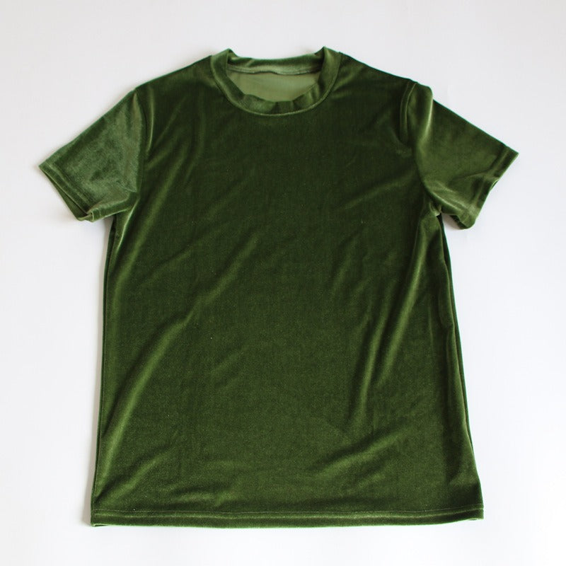 Casual Solid Velvet T-Shirt