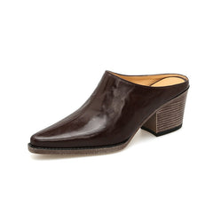 Retro Chunky Heel Mule Loafers