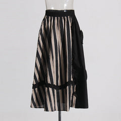 3D Flower Striped Fungus Edge Skirt