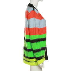 Colorful Stripes Button Down Cardigan