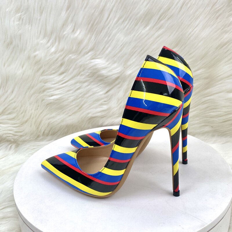 Printed Stripes Pointed-Toe Pumps Shoes