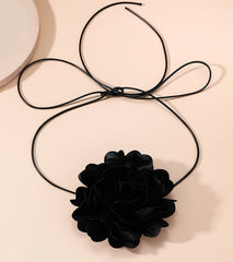 Retro Exaggerated Large Flower Tie Collar Neck Strap Necklace