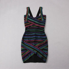 Iridescent Cross-Strap Mini Dress