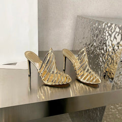 Stripe Mid Line Stiletto Sandals