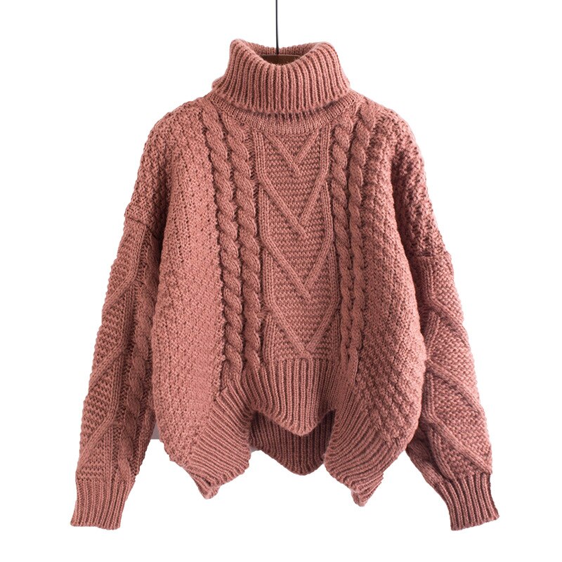 Casual Solid Turtle Neck Knitted Sweater