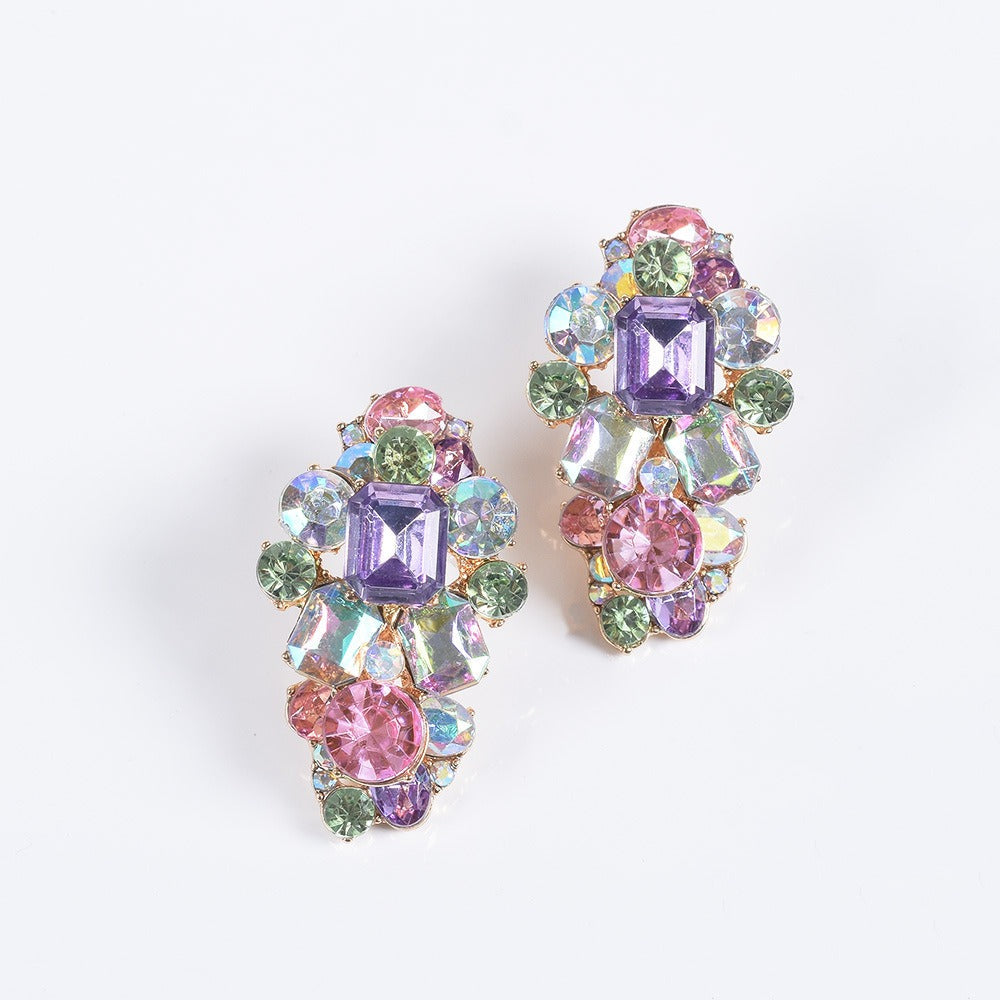 Colored Gemstone Alloy Earrings