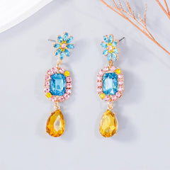 Crystal Flower Water Drop Earrings