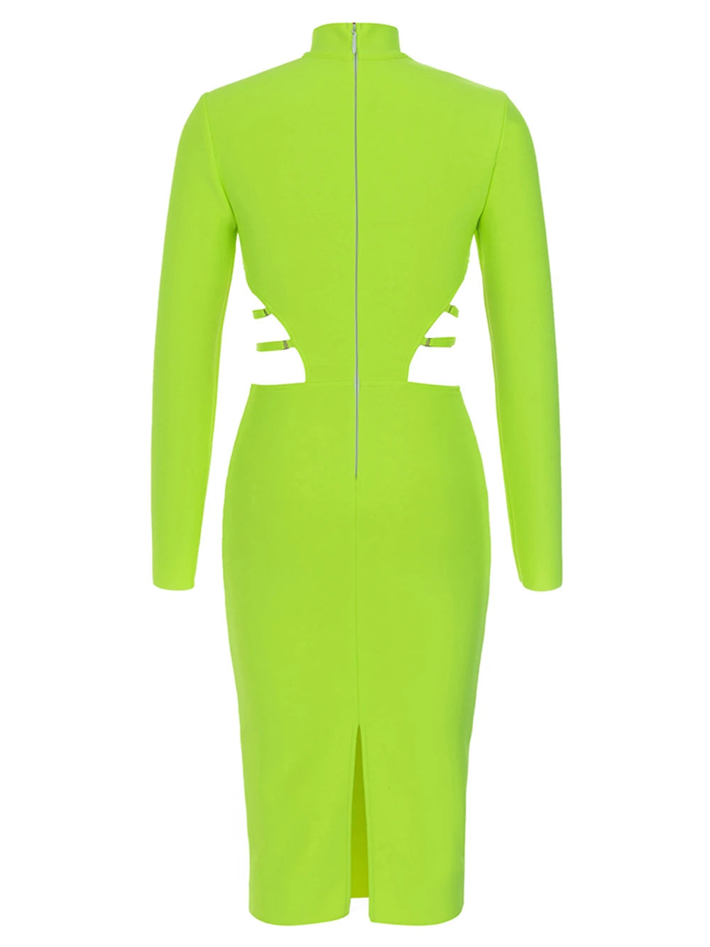 Green Hollow-Out Slim-Fit Midi Dress