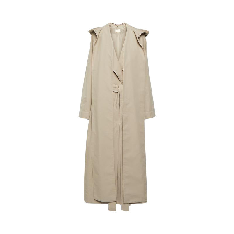 Detachable Hood Lace Up Long Coat