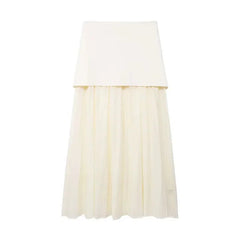 Gold Button Knitted Vest + Pleated Skirt